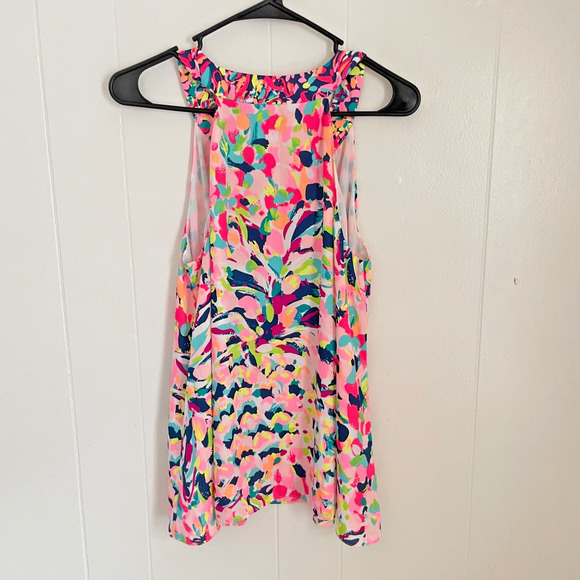 Lilly Pulitzer Achelle Top Blouse PIna Colada Print Sz S Resort Colorful Preppy - Picture 2 of 6
